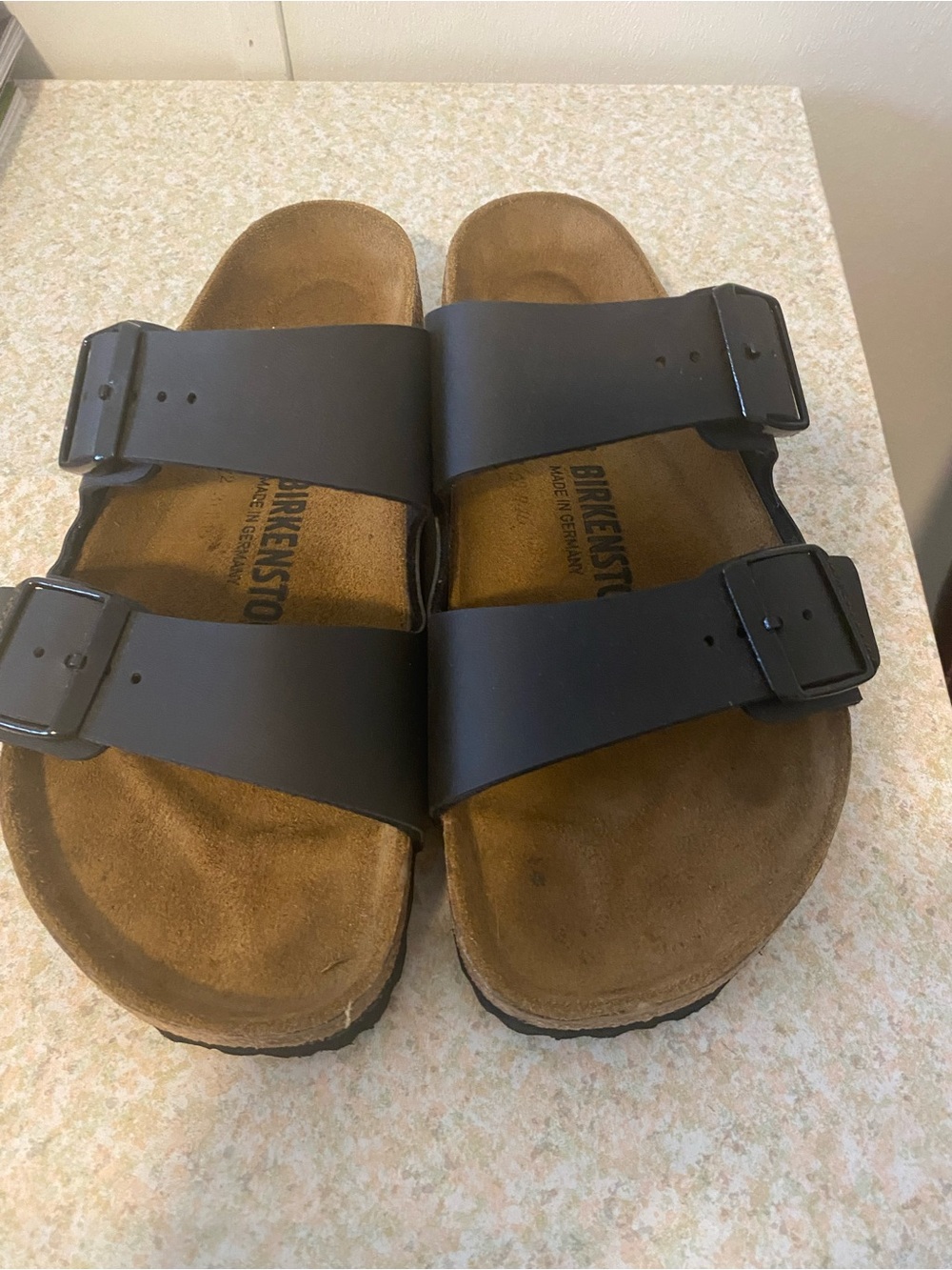 Birkenstock Arizona Black Leather Two-Strap Sandals for Women